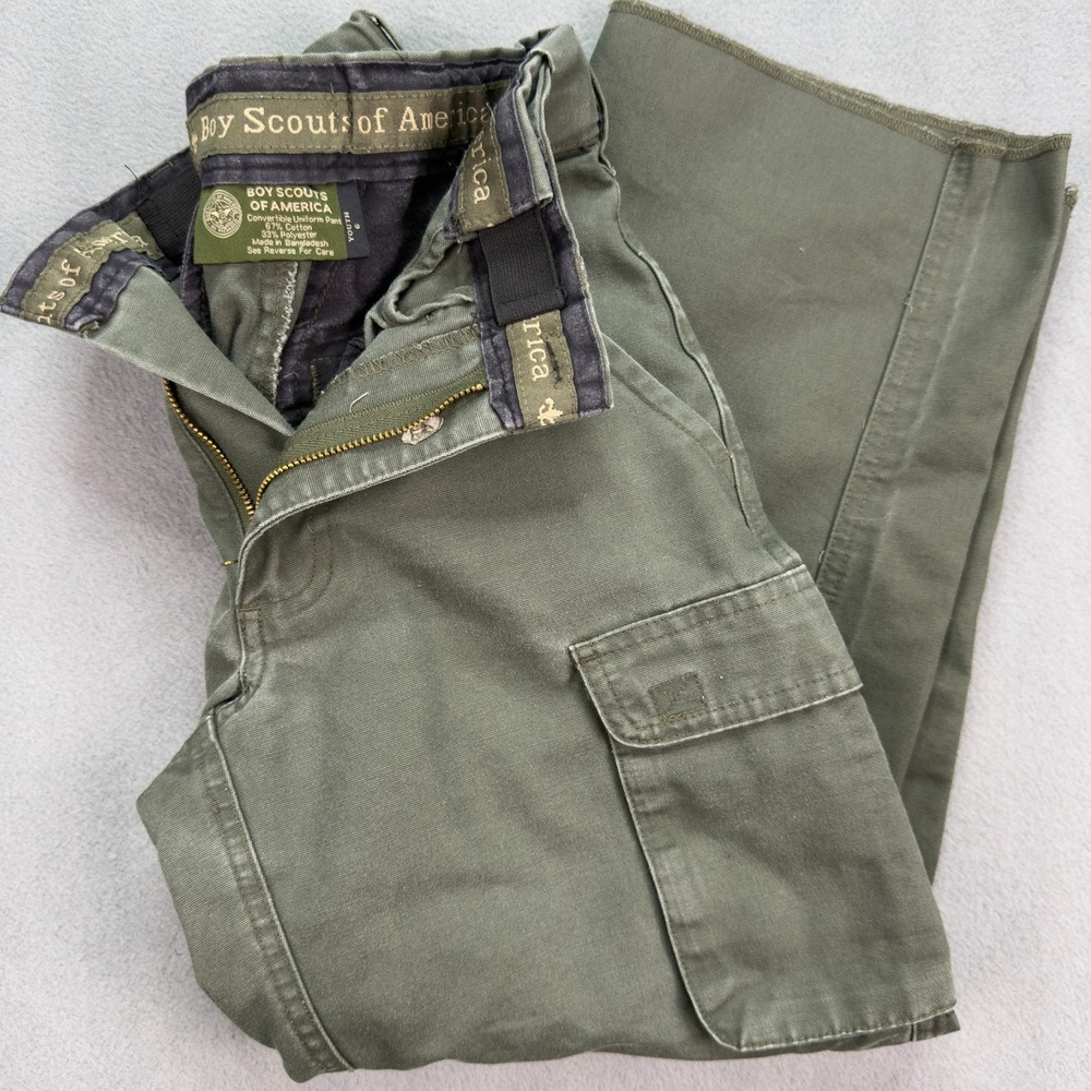 Boy Scouts of America Convertible Uniform Pant Size 6 Olive Green Cargo Zip Off
